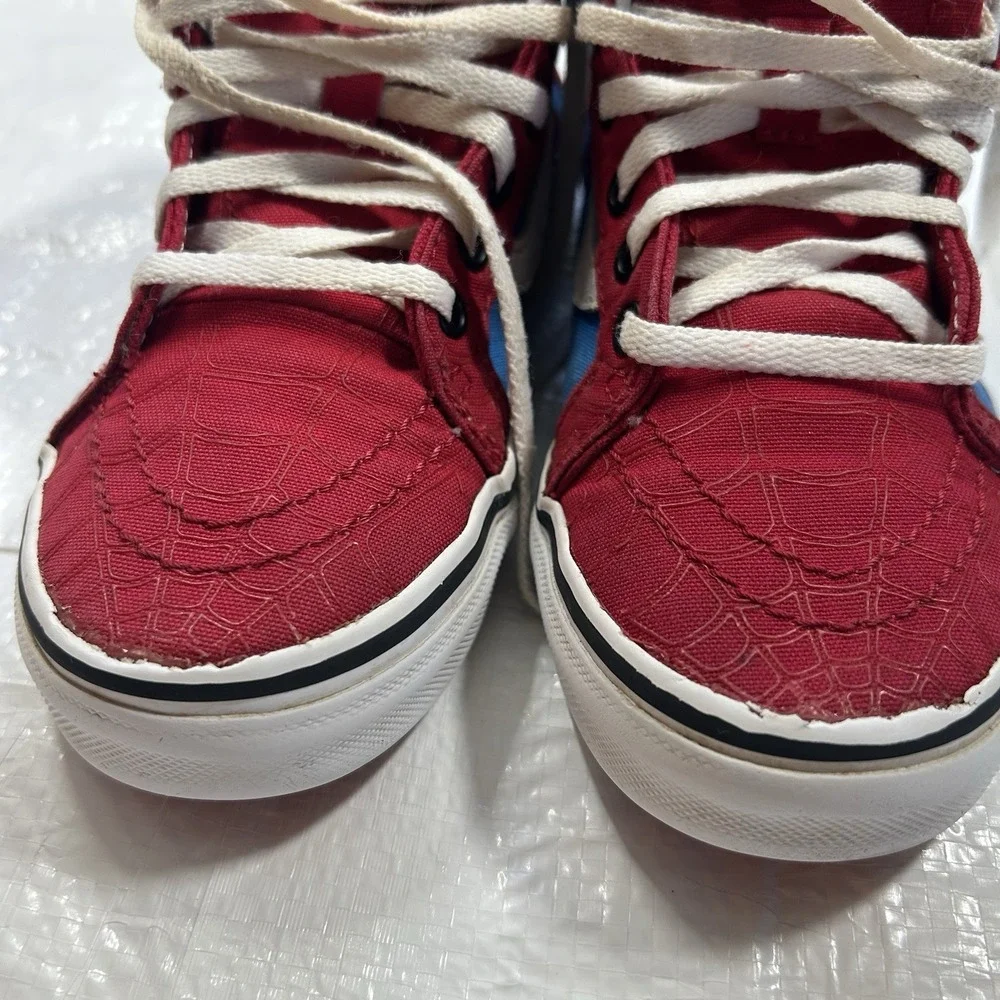 Vans x Marvel Spider-Man Sk8-Hi Zip High Top Sneakers - Kids Size 2.0 (Red/Blue)